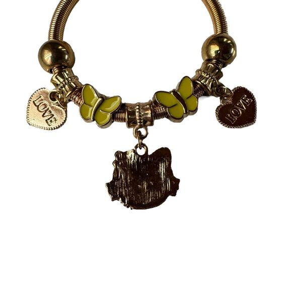 hello kitty kids charm Gold Tone Yellow Butterflies bracelet - Picture 3 of 4